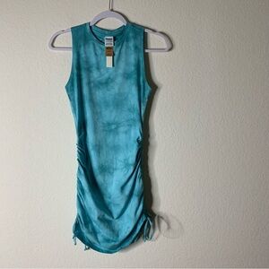 VS Pink womens blue tie dye sleeveless ruched dress XS